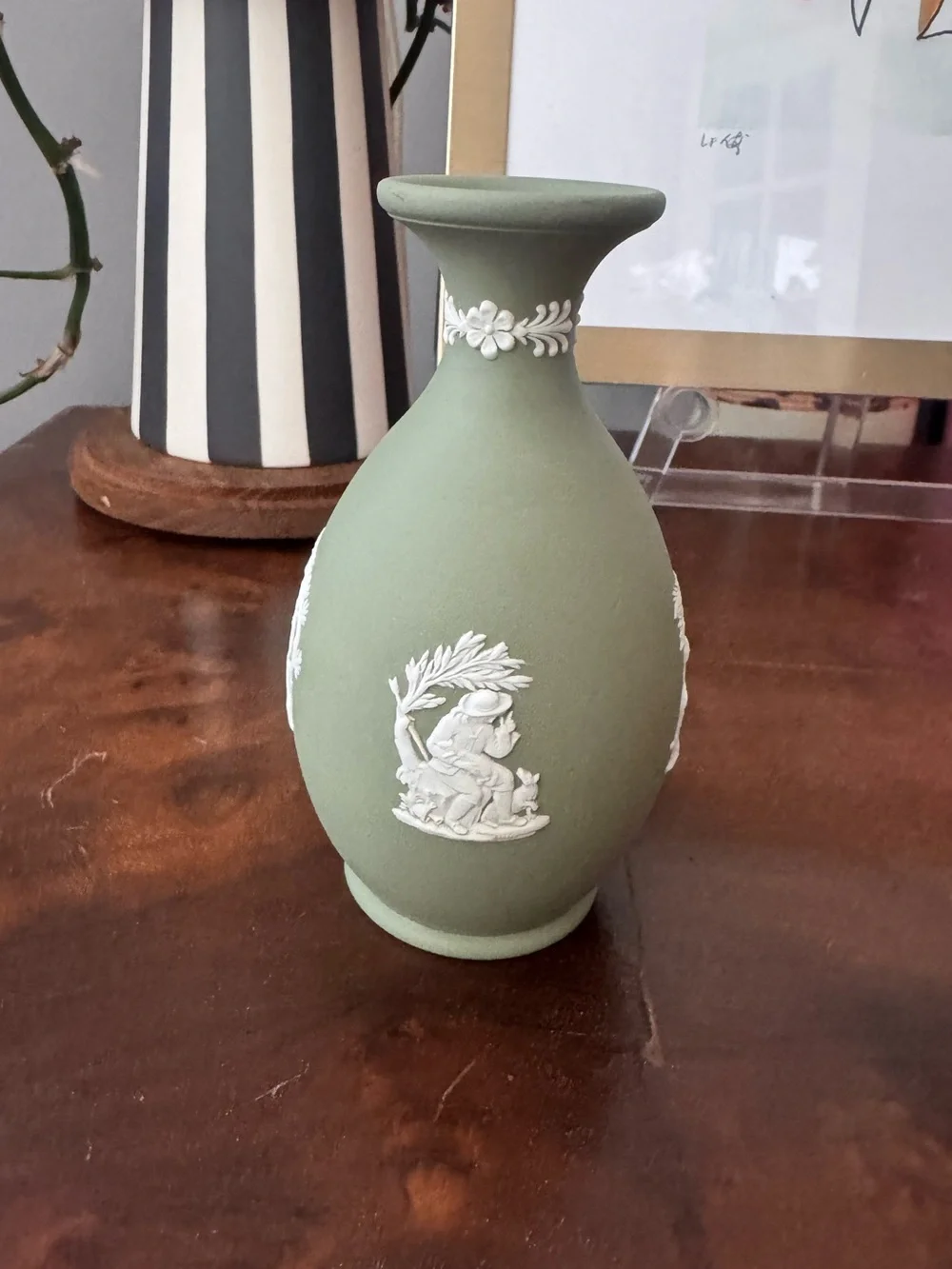 Wedgwood jasperware sage green vase